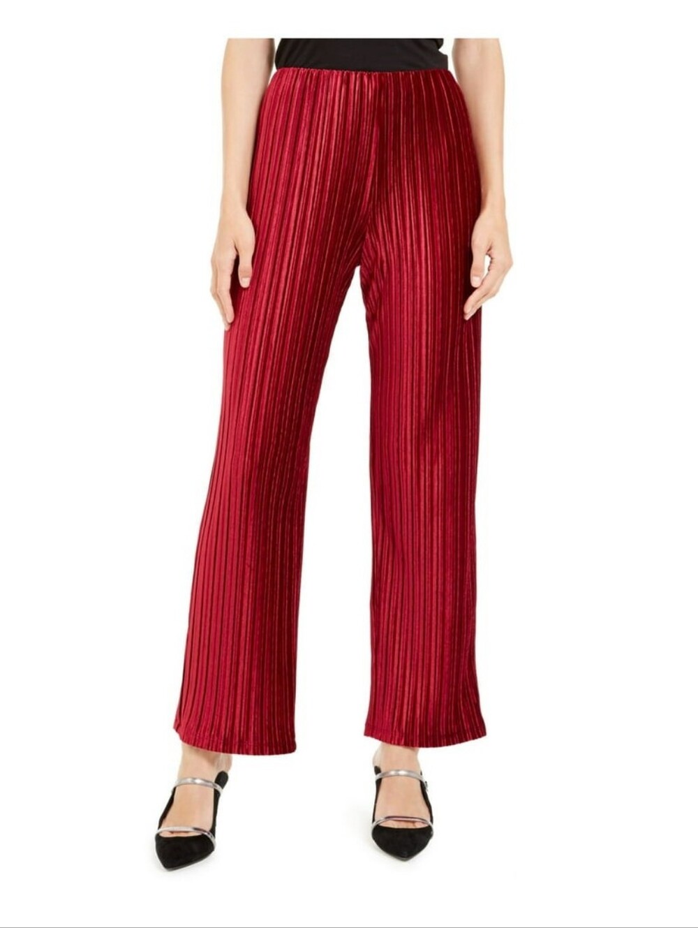 Alfani Womens Velvet Pleated Wide Leg Pants Mod Shimmer Size Medium New